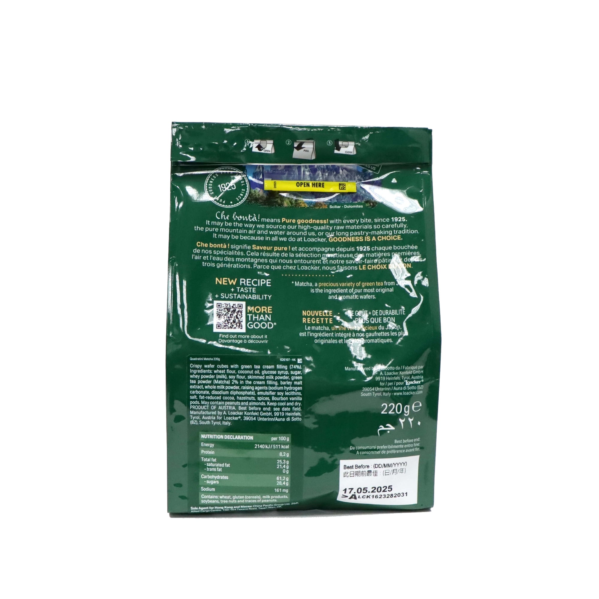 Loacker Quadratini Matcha Green Tea 220g