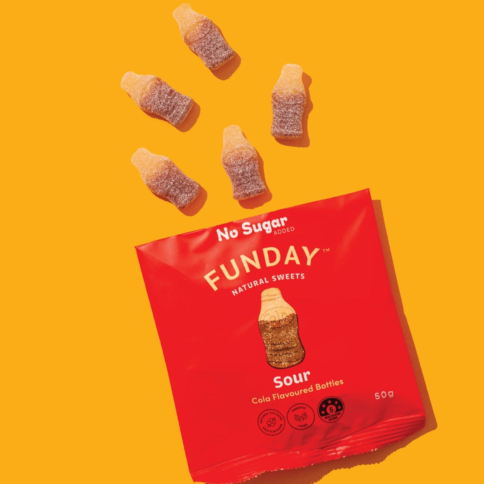 Funday Sweet Sour Cola Bottles 50g