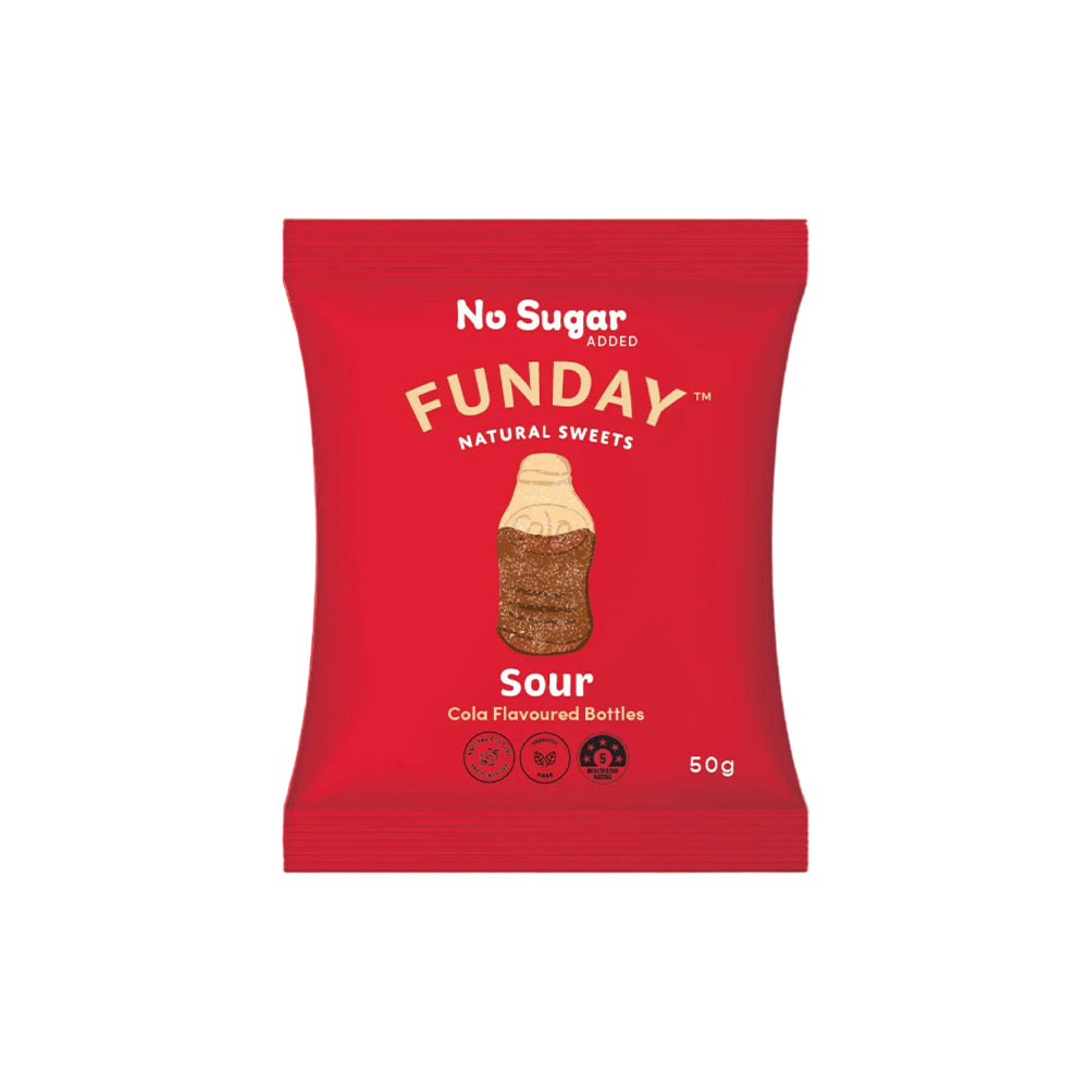 Funday Sweet Sour Cola Bottles 50g