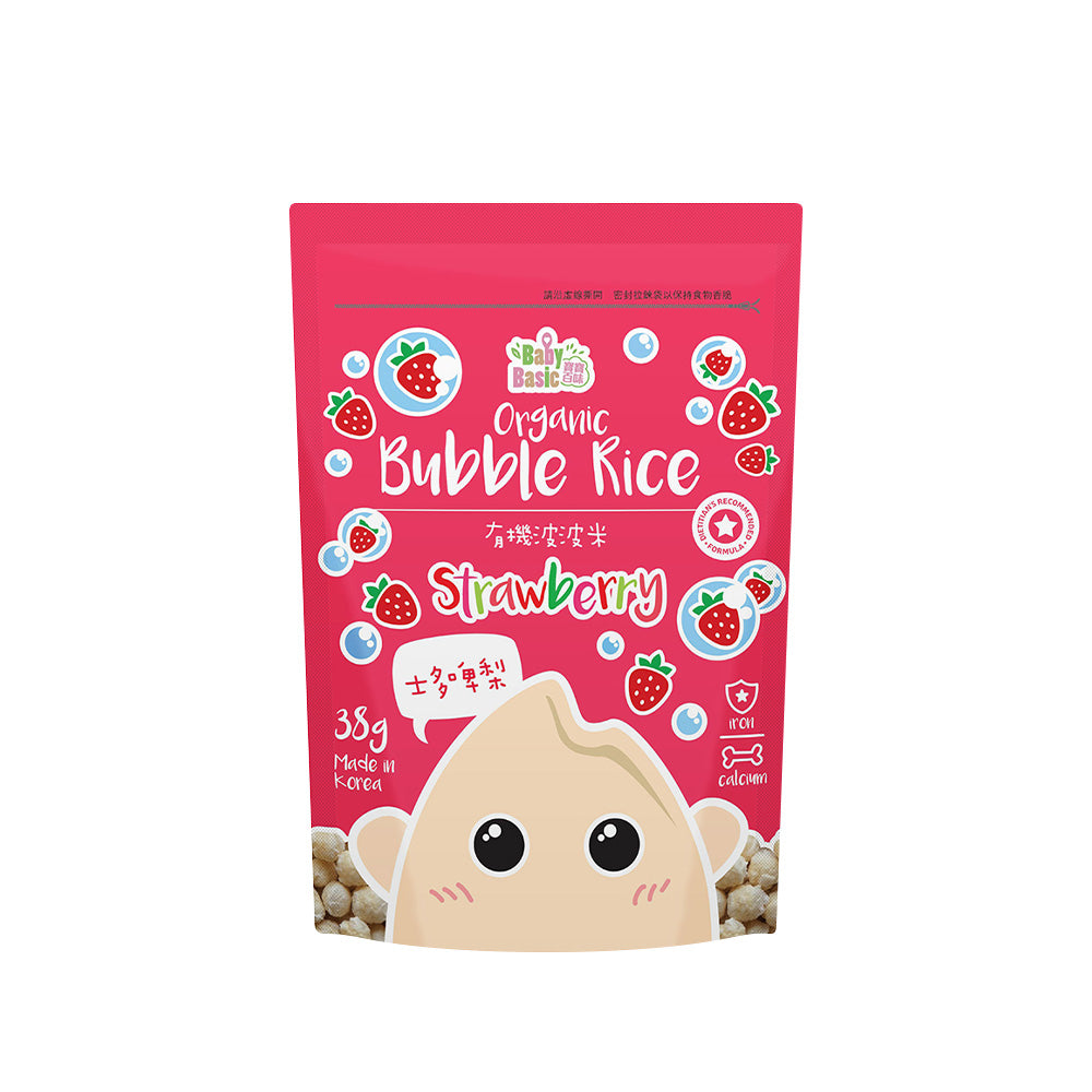 Baby Basic Organic Bubble Rice (Strawberry Flavour) 38g