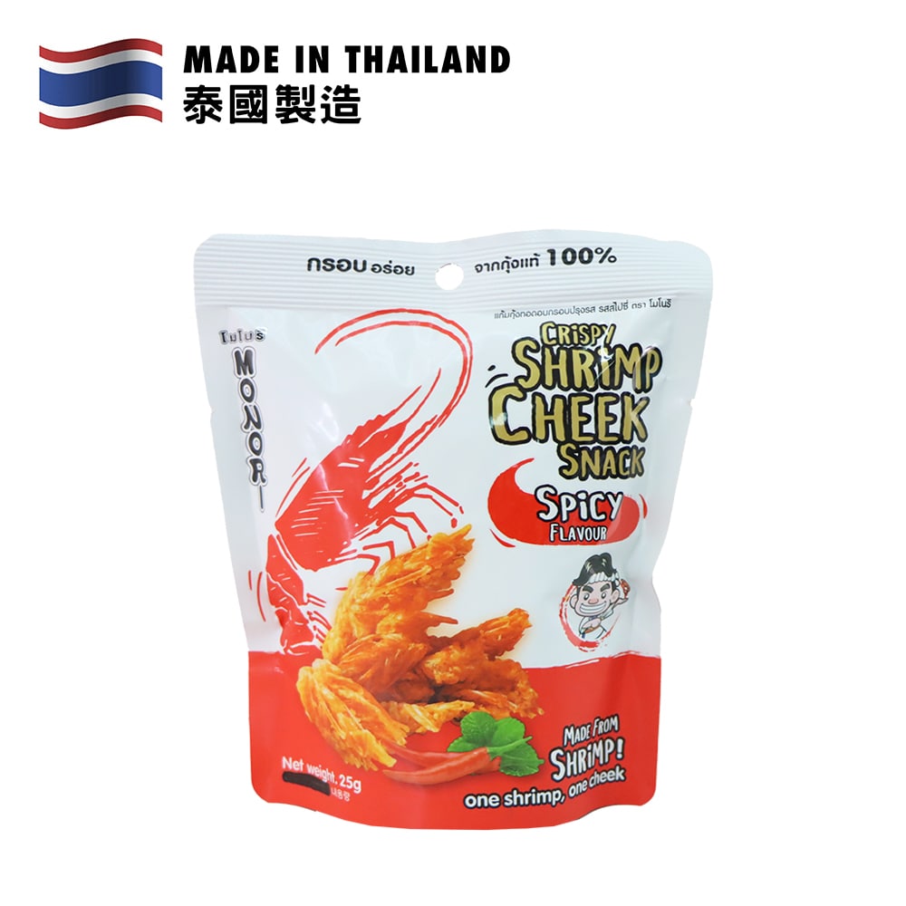 Monori Crispy Shrimp Cheek Snack Spicy Flavour 25g