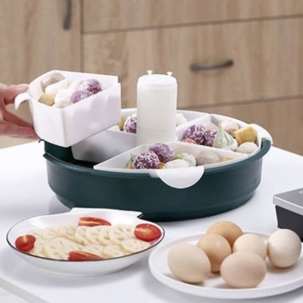 three-layer rotating hot pot platter compartment